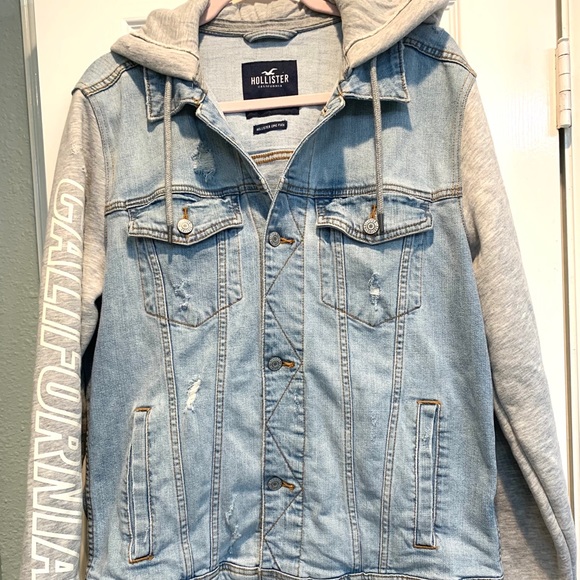 Hollister Other - Distressed Casual light denim hoodie jacket